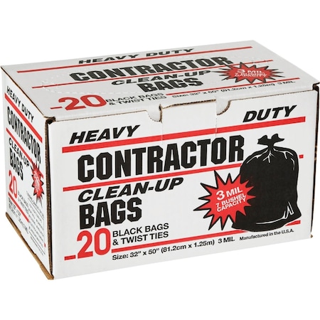 Primrose 7 Bu. Contractor Black Trash Bag, 20-Count 19020