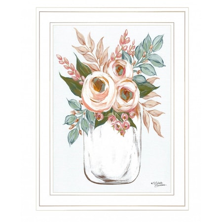 Homeroots Floral Jar 1 White Framed Print Wall Art 407833