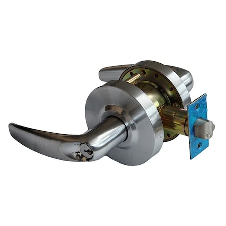 Ecs Hardware Commercial Lever Set Handle, Contemp Design, 2-3/4 Standard Backset, Satin Chrome, Storeroom, Grade 2 ECSH-CL261-SC-ST