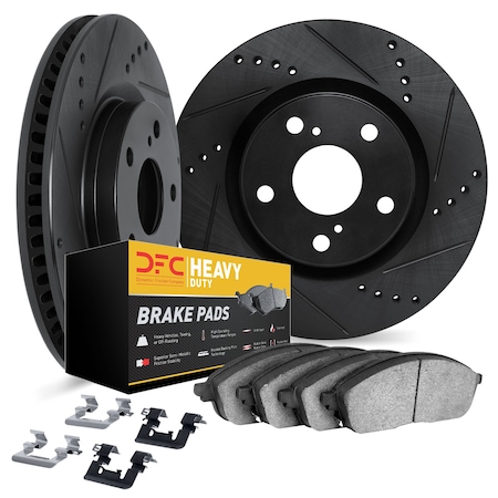 Dynamic Friction Co DFC Brake Rotor - Drilled & Slotted - Black- Heavy Duty Brake Pad includes Hardware 8212-40188