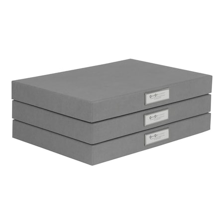 Bigso Sven Fiberboard Classic Hinged Document Box, 1.8 x 13.2 x 9.3 in, Grey, 6PK 672154141
