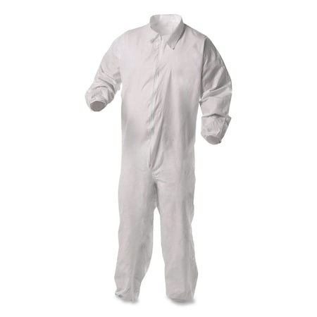Kleenguard KGA35 Liquid and Particle Protection Coveralls, Elastic Wrist and Ankles, Large, White, 25PK KCC38927