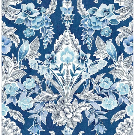 A-Street Prints Vera Blue Floral Damask Wallpaper 2903-25863