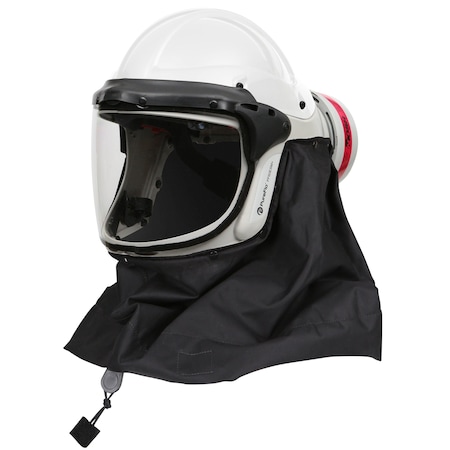 Pureflo PureFlo ESM+ PF60 PAPR, White Hard Hat, INT Switch, HE Filter, Black Stedprene Neck Cape PR05801-W-0A1