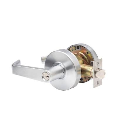 Global Door Controls GAL Series Eiffel Style Heavy-Duty Residential Cylindrical Lever, Grade2 Storeroom in Brushed Chrome GAL-1180L-R-626