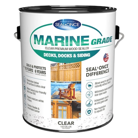 Seal Once Marine Flat Clear Water-Based Premium Wood Sealer 1 gal SO0005