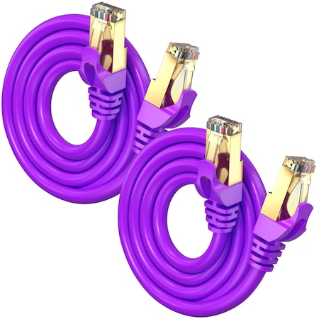Maximm 3ft Flat Cat7 SFTP Shielded Ethernet Cable, 2PK, Purple, 2PK CAT73FTPurple-2Pk