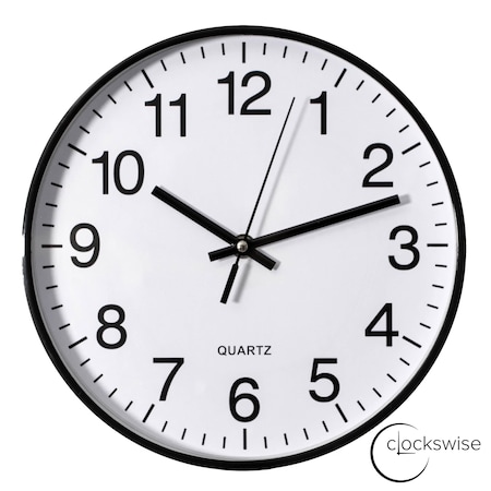 Clockswise Black 10-In Analog Clock - Silent, Non-Ticking for Wall Battery-Operated, Perfect for Home QI004744.BK.10