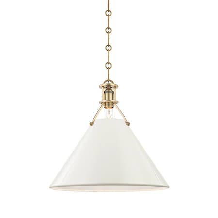Hudson Valley Lighting Mark D. Sikes X Painted No.2 1 Light Pendant 16 In. Aged Brass/Off White MDS352-AGB/OW
