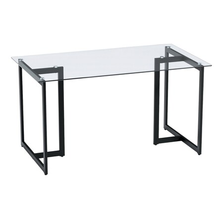 Homeroots 55" Clear And Black Glass And Metal Dining Table 568209