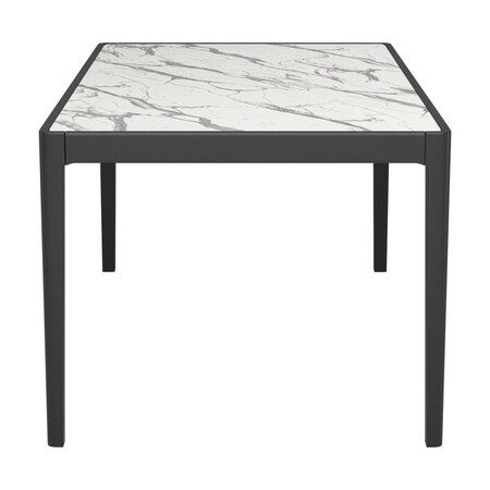Homeroots 65" White and Black Faux Marble and Solid Wood Dining Table 572229