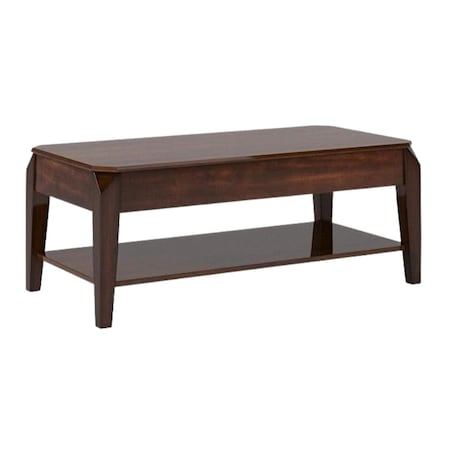Homeroots 47" Dark Brown Wood Lift Top Coffee Table With Shelf 286040
