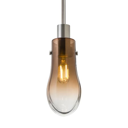 Besa Lighting Wish Cord Pendant, Amber/Clear, Satin Nickel Finish, 1x3W LED Edison 1JT-WISHAM-EDIL-SN