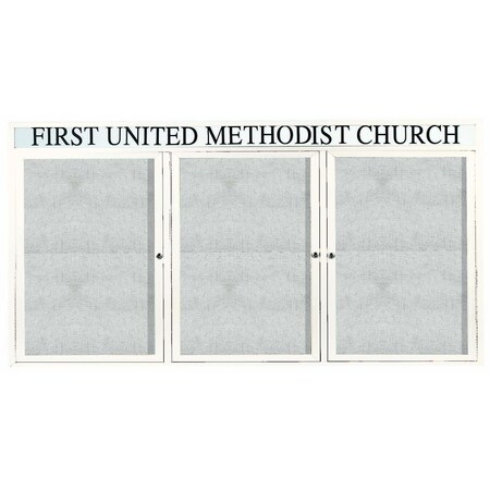 Aarco Outdoor Enclosed Bulletin Board w/ Al Frame Header, Powder Coated White, 36''Hx72''W ODCC3672-3RHW