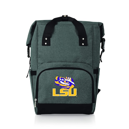 Picnic Time Family Of Brands NCAA LSU Tigers On The Go Roll-Top Backpack CoolerHeathered Gray 616-00-105-296-0