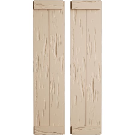 Ekena Millwork Rustic Two Board Joined Board-n-Batten Pecky Cypress Faux Wood Shutters w/End Batten, 11"W x 28"H SHUBJE11X28PCPR