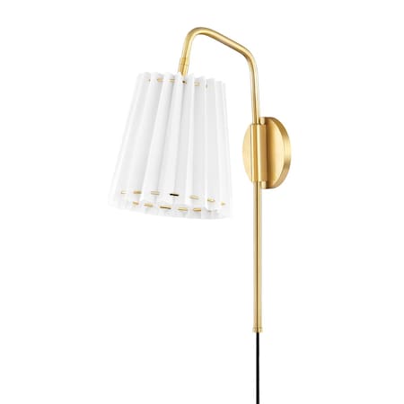 Mitzi Demi 1 Light Plug-In Sconce 5 In. Aged Brass HL476101-AGB