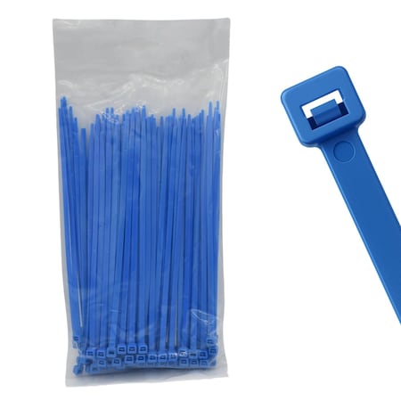 Cable Ties Unlimited Cable Tie, 8 in L, 40 lb Strength, 2.2 in Max Bundle Dia, Nylon 6/6, Blue 100PK C8-40-Blue