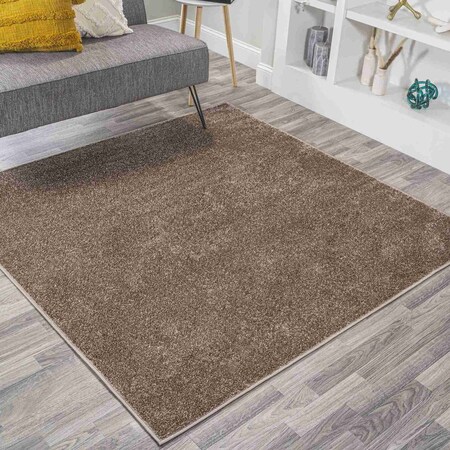Jonathan Y Haze Solid Low-Pile Brown 9 ft Square Area Rug SEU100J-9SQ