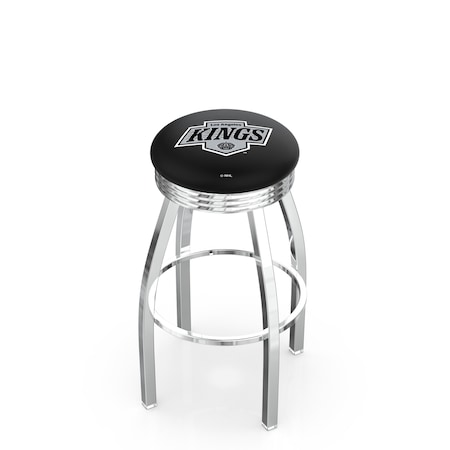 Holland Bar Stool Co 25" Chrome Los Angeles Kings Swivel Bar Stool, Accent Ring L8C3C25LAKing