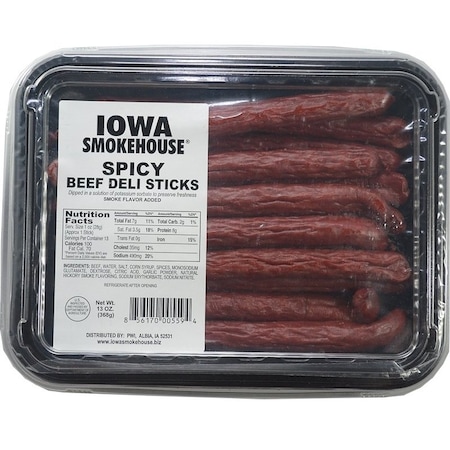 Iowa Smokehouse Beef Deli Stick, Spicy, 13 oz, Pack IS-BDS