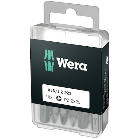 Wera 855/1 Z DIY bits, PZ 2 x 25 mm, 10 pieces 5072404001