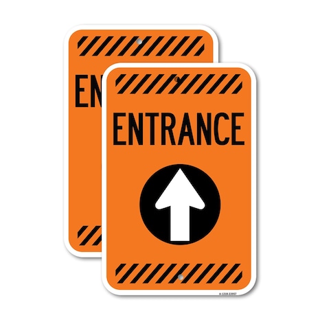Signmission Flex Post Entrance with Straight Ahead Arrow Decal Only, 18'' X 24'', Heavy Gauge Aluminum, 2PK A-1824-2PACK-23957