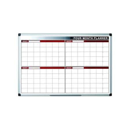 Mastervision Magnetic 4-Month Dry-Erase Planner, Red and Silver Design, 2x3' GA0376170