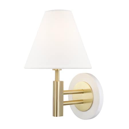 Mitzi Robbie 1 Light Wall Sconce 7.5 In. Aged Brass/Soft Off White H264101-AGB/WH