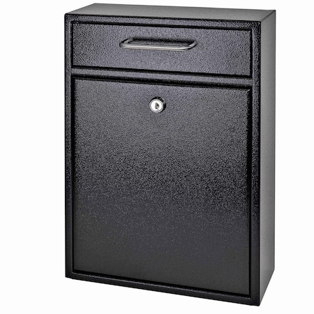 Mail Boss Olympus Locking Wall-Mount Drop Box, Black, 16-Gauge Steel 805935