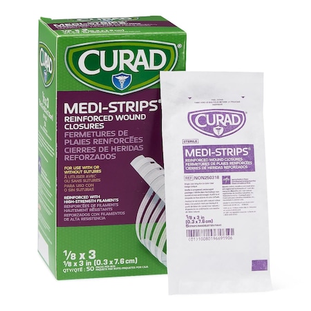Medline CURAD Sterile Medi-Strip Wound Closure, 1/8in x 3in, 50PK NON250318Z