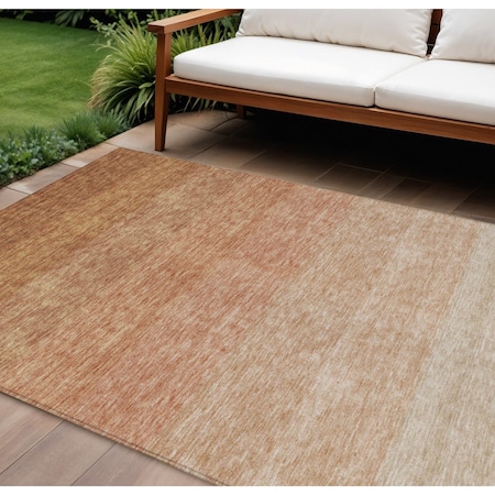 Homeroots 8' X 10' Copper And Beige Ombre Washable Indoor Outdoor Area Rug 595826