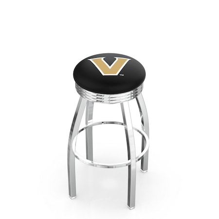 Holland Bar Stool Co 25" Chrome Vanderbilt Swivel Bar Stool, Accent Ring L8C3C25Vander