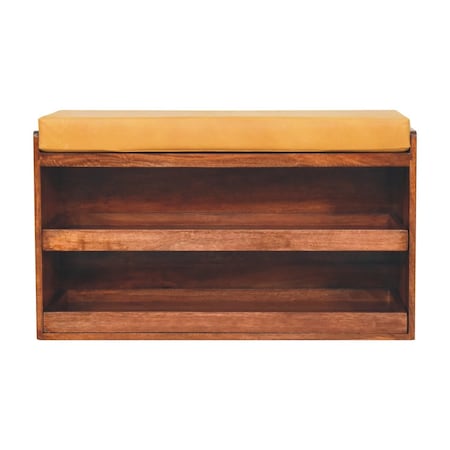 Homeroots 35in Brown and Solid Wood Storage Bench With Shoe Storage 718252