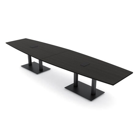 Skutchi Designs Boat Conference Table With Power Unit, 48 in W, 168 in L, Black HAR-BOT-48x168-DOU.BK-U999ST19-EBLK