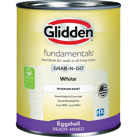 Glidden Fundamentals Grab-N-Go Eggshell Interior Paint Wht 1 Qt. GLFIN50WHT/04