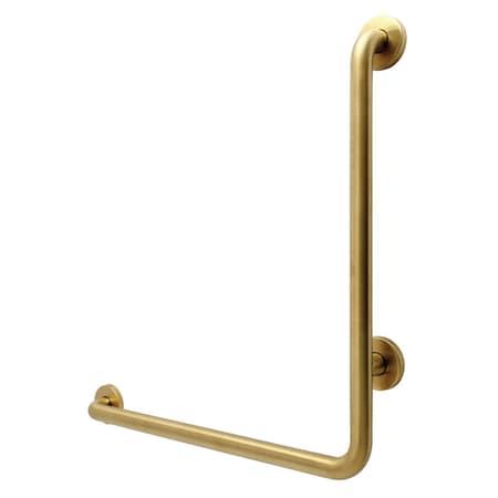 Kingston Brass 24" x 24" L-Shaped Stainless Steel ADA Grab Bar - Left Hand, Brushed Brass GBL1424CSL7