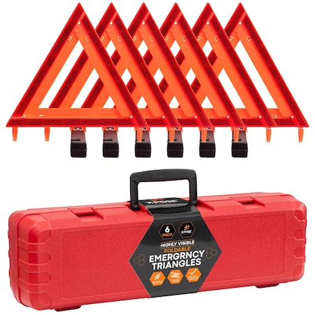 Xpose Safety 6 Sets Warning Triangle DOT Approved 3PK, Reflective Warning Road Safety Triangle Kit, 6PK WTR-3-6-X