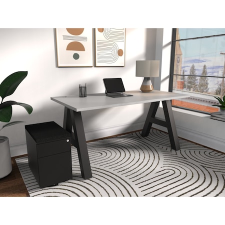 We'Re It A-Frame Writing Desk, 30 in D X 30 in H, 72 in W X Laminate, Brite White Top; Black Frame AF7230-459