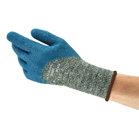 Ansell Knit Gloves, Cut Level A5 , Natural Rubber Latex , Crinkle , L 1 PR 80658