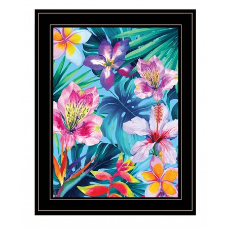 Homeroots Tropical Flowers 3 Black Framed Print Wall Art 407885