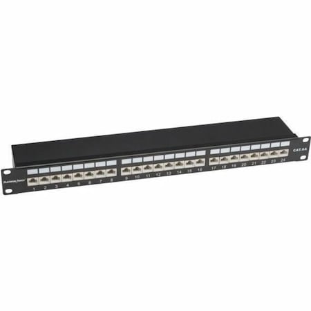 Platinum Tools RACKMOUNT PATCH PANEL, 24 PORT PREPOPULATED WITH SHIELDED CAT6A 110 PUNCH 675-24C6AS