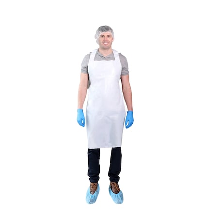 Vguard Heavyweight Polyethylene Apron, White, 5/100, 28x46in, 500PK B77K15