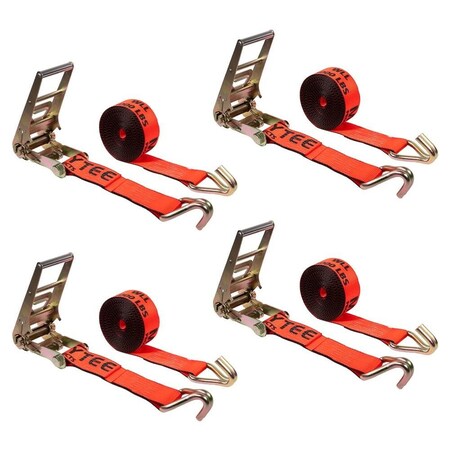 Mytee Products 4PK 3inx30ft Ratchet Tie-Down Straps w/Wire Hook 15000lbs BS for Trailer Red, 4PK RS330WH-Rx4