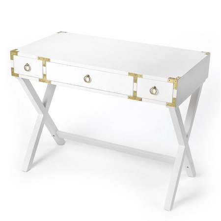 Homeroots 40" White Solid Manufactured Wood Writing Desk With Three Drawers 389453