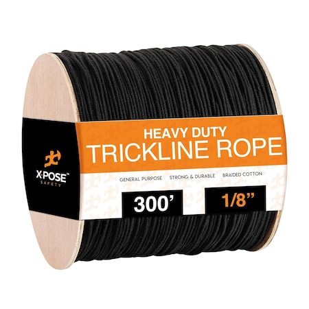 Xpose Safety Black Trickline Rope, 1/8 in x 300 ft, Heavy Duty, Theatre, Stage, Rigging & Utility Use BTL-300-X