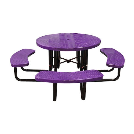 Leisure Craft 46" Round Picnic Table, Perforated Metal, Portable, Purple T46ROP-PERF-PURPLE