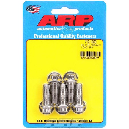 Arp 713-1000 0.38-24 x 1 in. 12-Point Stainless Steel Bolt Kit, 5 Piece ARP713-1000