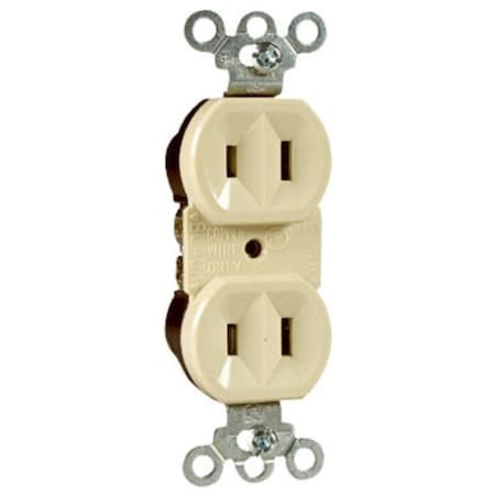 Legrand Straight Blade Receptacle, 5-15R, 15 A, 125V AC, 2 Pole, 2 Wire, Non-Grounded 4025ICC20