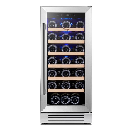 Homeroots 34in X 15in Silver Stainless Steel Single Compartment Wine Refrigerator 720634